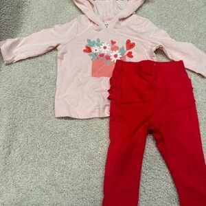 Carter’s hooded l/s shirt & Okie Dokie Red Baby Pants